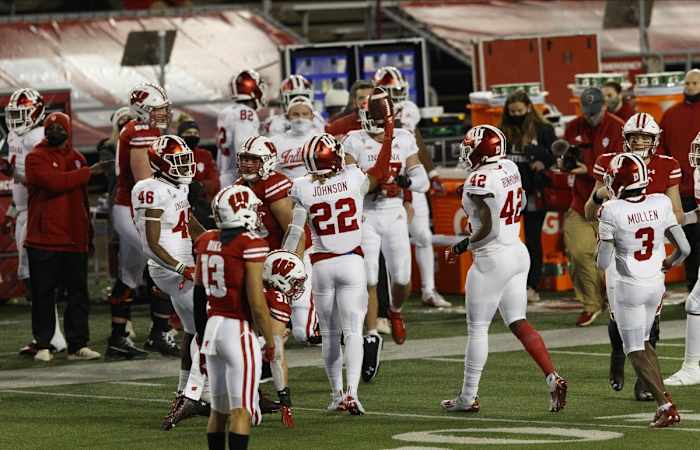 Indiana defensive back Jamar Johnson (22) celebrates following an interception against Wisconsin. (Jeff Hanisch-USA TODAY Sports)